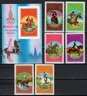 North Korea 1978 Olympic Games Moscow, Equestrian Set Of 6 + S/s Imperf. MNH -scarce- - Ete 1980: Moscou