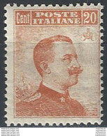 1916 Italia Regno Cent. 20 Arancio SL (MNH) Cat Sas 107 200,00 - Other & Unclassified