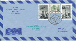 Hungary Air Mail Cover First Malev Flight Budapest - Madrid 2-4-1971 - Cartas & Documentos