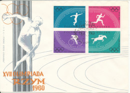 Poland FDC 15-6-1960 Rome Olympic Games Block Of 4 Imperforated With Cachet - Summer 1960: Rome