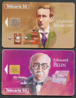 Télécartes Giuglielmo MARCONI Edouard BELIN 1993 Figures Télécommunications TSF Télégramme Télécopie 50U France Telecom - Sin Clasificación