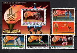 North Korea 1979 Olympic Games Moscow, Space, Equestrian, Fencing, Weightlifting Etc. Set Of 5 + S/s MNH - Verano 1980: Moscu