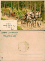 Glückwunsch: Pfingsten Pfingstwagen Pferde Künstlerkarte Mailick 1907 - Pentecostés