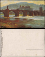 Heidelberg Alte Brücke Am Neckar, Schloss, Künstler Hoffmann Künstlerkarte 1927 - Heidelberg