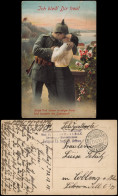 Ansichtskarte  Feldpostkarte 1. WK (Soldat Küsst Frau) 1915  Feldpoststempel - Weltkrieg 1914-18