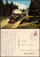 Ansichtskarte  Dampflokomotive Eisenbahn Zug; "Gut Angekommen" 1975 - Trains