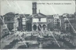 Bf14 Cartolina Livorno Citta' Piazza V.emanuele Con Cattedrale 1919 - Livorno