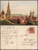 Ansichtskarte Esslingen Panorama - Auarellkarte 1919 - Esslingen