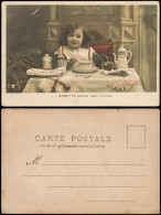 Kinder Künstlerkarte Mädchen Am Tisch Fotokunst Coloriert 1905 - Ritratti