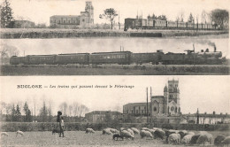 40 Buglose Les Trains Qui Passent Devant Le Pelerinage CPA Train Locomotive à Vapeur Moutons - Otros & Sin Clasificación