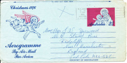 Australia Aerogramme Christmas 1976 Sent To England 12-12-1976 - Postwaardestukken