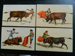 LOT DE 6 CARTES POSTALES SUR LE THEME DE LA CORRIDA - Corridas