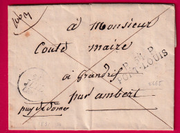 MARQUE P54P PORT LOUIS MORBIHAN 1831 INDICE 14 POUR AMBERT PUY DE DOME LETTRE - 1801-1848: Précurseurs XIX