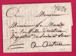 MARQUE P25P NYONS DROME 1815 POUR AUTUN SAONE ET LOIRE INDICE 13 LETTRE - 1801-1848: Voorlopers XIX