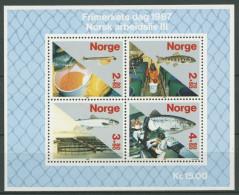 Norwegen 1987 Tag Der Briefmarke Fischzucht Lachs Block 8 Postfrisch (C25938) - Blokken & Velletjes