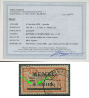 Memelgebiet 1920 Mit Aufdruckfehler 31 I Y PF Ia Gestempelt Geprüft Mit Befund - Memel (Klaipeda) 1923