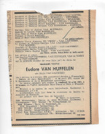 FP Nécrologie Maria Van Cauteren Vve Eudore Van Huffelen Wommelgem 1971 - Todesanzeige