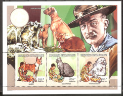 CENTRAL AFRICA Scouts,cats,dogs Sheetlet Of 3 Stamps  MNH - Andere & Zonder Classificatie