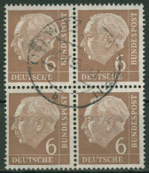 Bund 1954 Bundespräsident Theodor Heuss Bogenmarken 180 4er-Block Gestempelt - Gebraucht