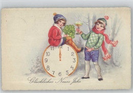 12016108 - Uhrenglueckwuensche Neujahr -  Kinder  1933 AK - Other & Unclassified