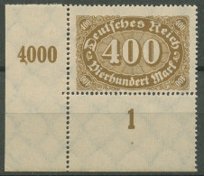 Deutsches Reich 1922/23 Ziffern Plattendruck 250 P UR Ecke 3 Postfrisch - Ongebruikt