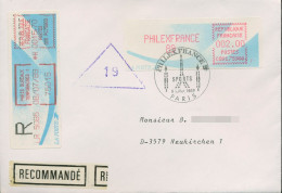 Frankreich ATM 1989 PHILEXFRANCE '89 Auf Einschreiben ATM 10 (X80581) - 1985 « Carrier » Paper