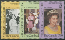 Gambia 1986 60. Geburtstag Königin Elisabeth II. 617/19 Postfrisch - Gambie (1965-...)