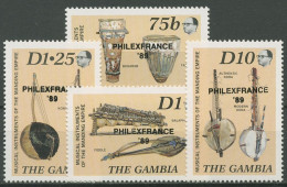 Gambia 1989 PHILEXFRANCE Musikinstrumente 883/86 Postfrisch - Gambie (1965-...)