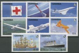 Gambia 1988 Jahrestage Flugzeuge Schiffe 763/70 Postfrisch - Gambia (1965-...)