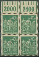 Dt. Reich 1923 Arbeiter Walze Oberrand 244 A W OR 1'5'1 4er-Block Postfrisch - Ungebraucht