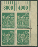 Dt. Reich 1923 Arbeiter Walze Oberrand 244 A W OR 1'5'1 4er-Block Ecke 2 Postfr. - Unused Stamps