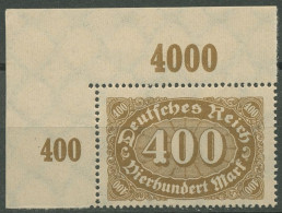 Deutsches Reich 1922/23 Ziffern Plattendruck 250 P OR Ecke 1 Postfrisch - Nuevos