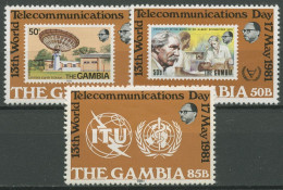 Gambia 1981 Weltfernmeldetag ITU Marke Auf Marke 421/23 Postfrisch - Gambia (1965-...)