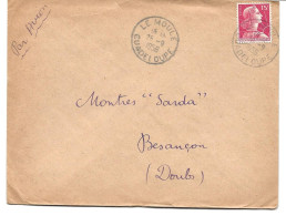 LETTRE 1956 AVEC TIMBRE MARIANNE DE GANDON ET CACHET LE MOULE GUADELOUPE - Handstempel