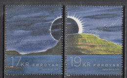 2015 Faroe Islands Eclipse Astronomy Complete Set Of 2 MNH @ BELOW FACE VALUE - Färöer Inseln