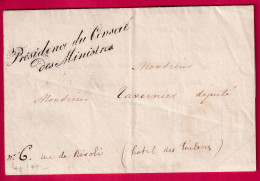 FRANCHISE PRESIDENT DU CONSEIL DES MINISTRES 1831 CASIMIR PERIER POUR PARIS HOTEL DE TUILERIES LETTRE - 1801-1848: Précurseurs XIX