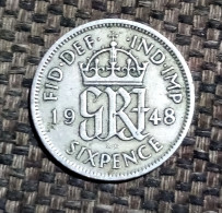 Grande-Bretagne, George VI, 6 Pence, 1948,, KM:862 , Agouz - H. 6 Pence