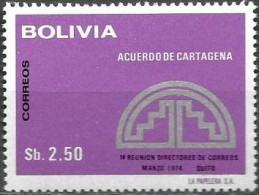 Bolivia Bolivie Bolivien 1975 Acuerdo De Cartagena Reunion Directores Correos Michel No. 874 MNH Mint Postfrisch Neuf ** - Bolivië