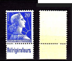 Timbre Neuf ** 1011B Marianne De Muller 20fr Bleu, Avec Bande Publicitaire REFRIGERATEURS - Unused Stamps