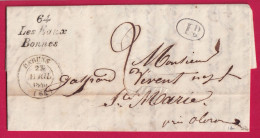 CURSIVE 64 LES EAUX BONNES BASSES PYRENEES CAD TYPE 14 LARUNS DECIME RURAL POUR STE MARIS 1840  LETTRE - 1801-1848: Précurseurs XIX