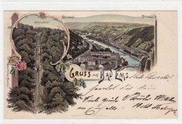 39053808 - Bad Ems, Lithographie Mit 2 Abbildungen Gelaufen Von 1901. Ecken Mit Albumabdruecken, Sonst Gut Erhalten - Bad Ems