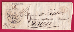 CAD TYPE 13 LE DELIVRADE CALVADOS 1838 BOITE RURALE E OUISTREHAM 1838 POUR LISIEUX LETTRE - 1801-1848: Precursori XIX