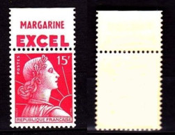 Timbre Neuf ** 1011 Marianne De Muller 15fr Rouge Carminé, Avec Bande Publicitaire EXCEL - Unused Stamps