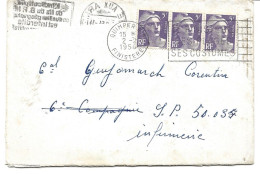 LETTRE 1954 POUR LE SP 50034  AVEC 3 TIMBRES MARIANNE DE GANDON - Cartas & Documentos