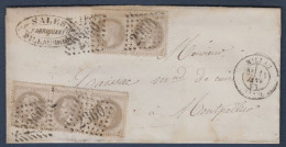 Napoléon - TB Bande De 3 Et TB Paire Du 4c N° 27 Sur Lettre De Millau - 1863-1870 Napoléon III. Laure