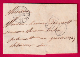 LETTRE TAXEE PAR ERREUR TIMMRE AU DOS N°14 ARGENTON SUR CREUSE INDRE PC796 CHATEAUROUX 1855 LETTRE - 1849-1876: Klassik