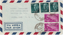 ESPAGNE / ESPAÑA - 1957 2x Ed.1174 (y 3xEd.1152) Sobre Carta Por Avion De FELANITX (Baleares) A Los EE.UU. - Lettres & Documents