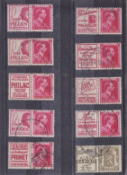 BELGIQUE - Lot 10 Timbres Oblitérés Avec Bande Publicitaire - Oblitérés