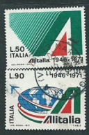 Italia, Italy, Italien, Italie 1971; 25° Anniversario Dell' Alitalia. Lire 50 + Lire 90, Used. - Flugzeuge