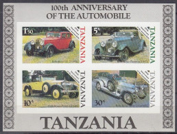 TANSANIA  Block 53 U, Postfrisch **, Ungezähnt, 100 Jahre Automobile, 1986 - Tansania (1964-...)